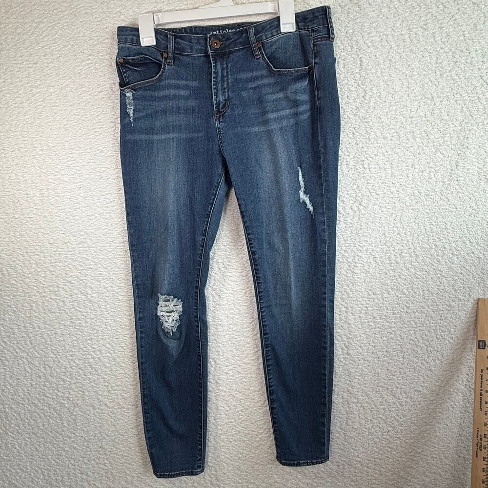 Articles Of Society Distressed Ripped Blue Denim Stretch Skinny Jeans Size 32